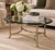 Late 20th Century Vintage Brass & Beveled Glass Oval Coffee Table With Hoof Feet For Sale - Image 5 of 12