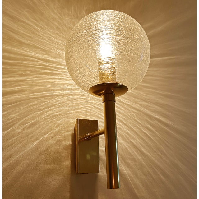 Gold Vintage Brutalist Glass Sconces from Doria Leuchten, Germany, Set of 2 For Sale - Image 8 of 17