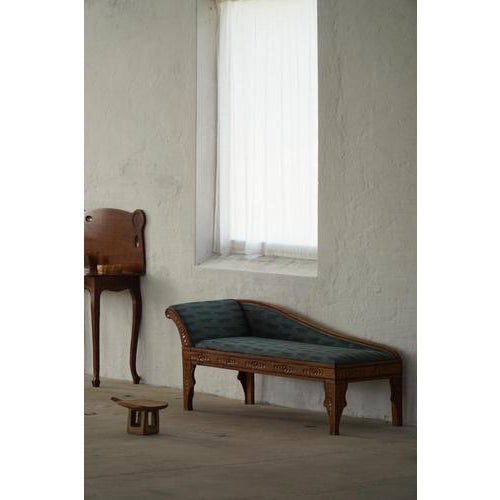 Art Nouveau Danish Chaise Lounge in Oak & Lisa Larson Mikey Upholstery, 1920s For Sale - Image 4 of 18