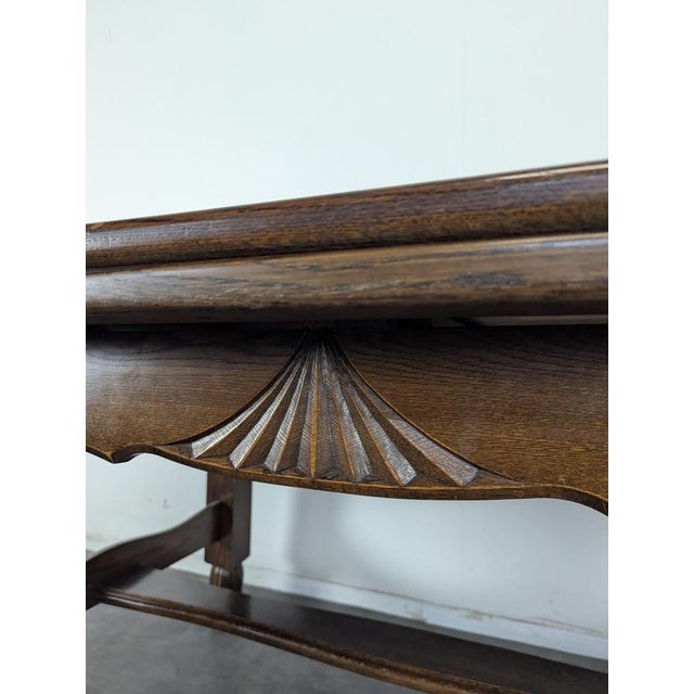 Wood Art Deco Extendable Oak Table with Checkerboard Top in the style of Charles Dudouyt, 1930s For Sale - Image 7 of 12