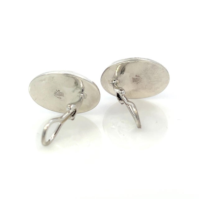 Silver 1990s Tiffany & Co Estate Natural Hematite Cabochon Earrings Sterling Silver, 2 Pieces For Sale - Image 8 of 12