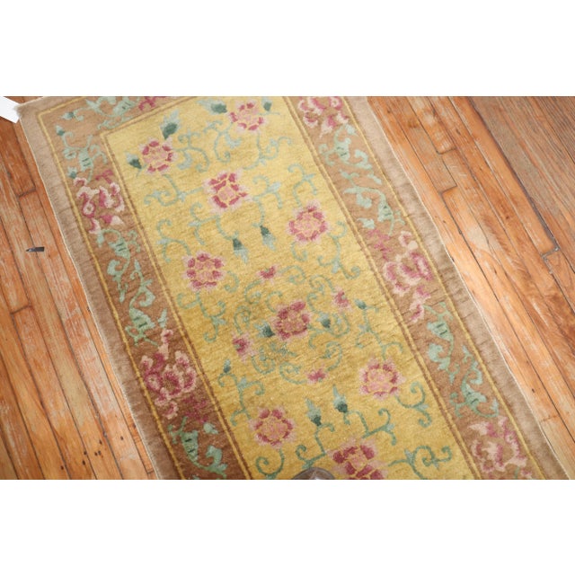Art Deco Vintage Floral Chinese Rug - 2'11" x 5'9" For Sale - Image 3 of 6