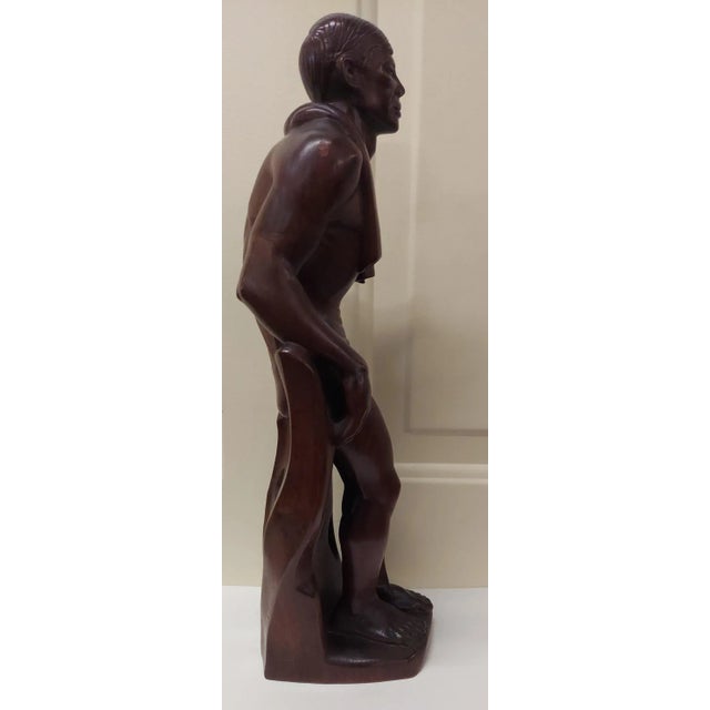 Buster Crabbe Vintage Hand Carved Rosewood Sculpture For Sale - Image 4 of 12