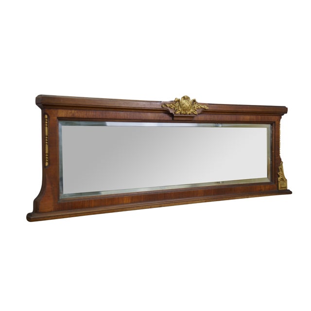 Victorian Antique French Louis XVI Style Mahogany Backsplash Mirror Overmantel Dresser 49" For Sale - Image 3 of 13