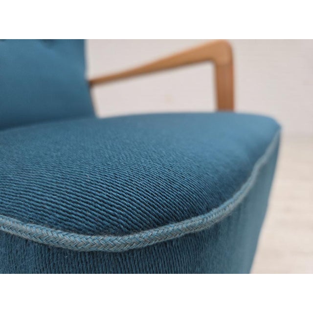 1960s Danish Armchair in Wool and Lacquered Beechwood by Fritz Hansen, 1970s For Sale - Image 5 of 18