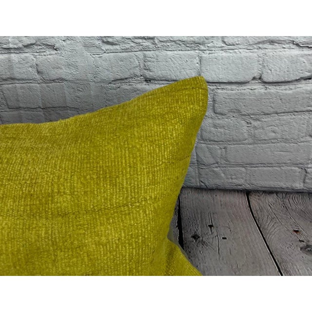 Turkish 16 x 24 Hemp Pillow Turkish Cushion Natural Green Pillow Cushion Cover For Sale - Image 3 of 4
