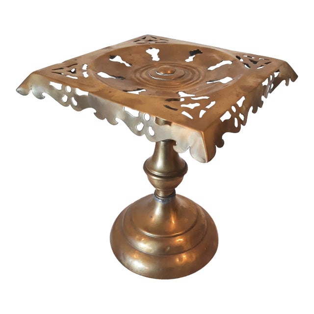 Vintage Pierced Brass Stand For Sale
