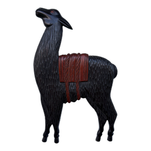 Carved Wood Llama Sculptural Wall Hanging
