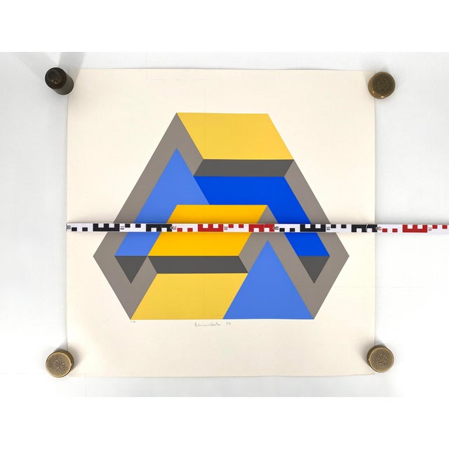 Yellow Ernst Helmstädter, Dual Object, 1973, Color Screen Print For Sale - Image 8 of 9