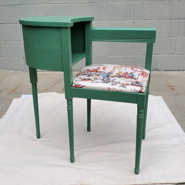 Vintage Telephone Table With Upholstered Seat For Sale - Image 11 of 13