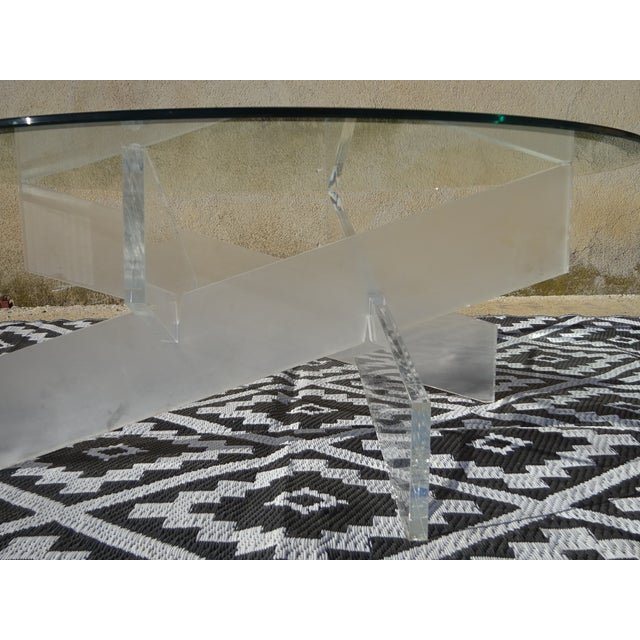 Glass Coffee Table with Acrylic Glass Base For Sale - Image 5 of 12