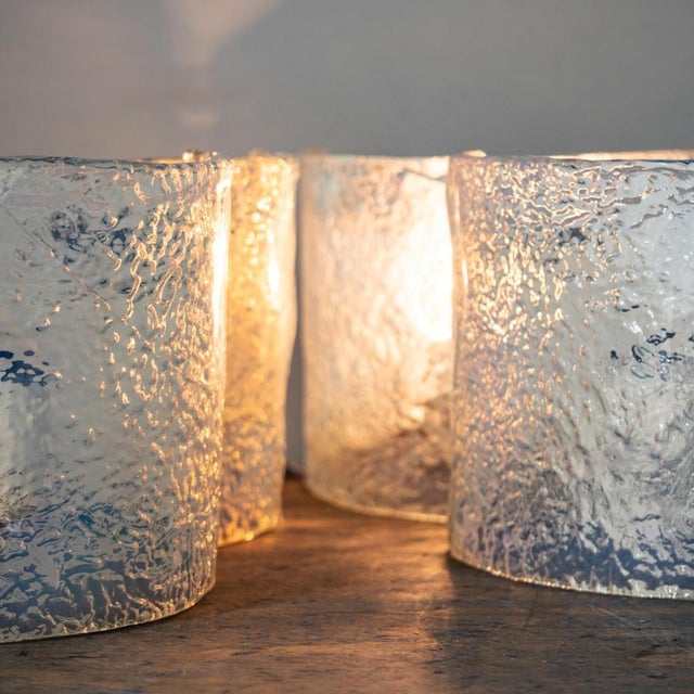 White Vintage Italian Murano Glass Wall Lights by Mazzega, 1970, Set of 4 For Sale - Image 8 of 18