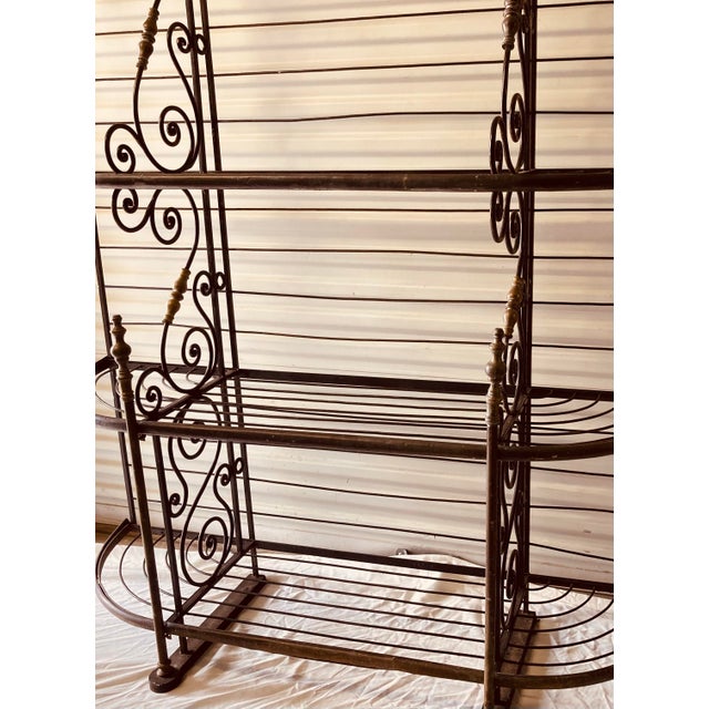 Metal Antique French Bakers Rack Brass and Iron Multiple Shelves For Sale - Image 7 of 11