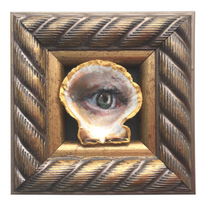 Original Painting on Shell Framed Lover's Eye Victorian Style Wall Decor by Artist Valeriya Serova