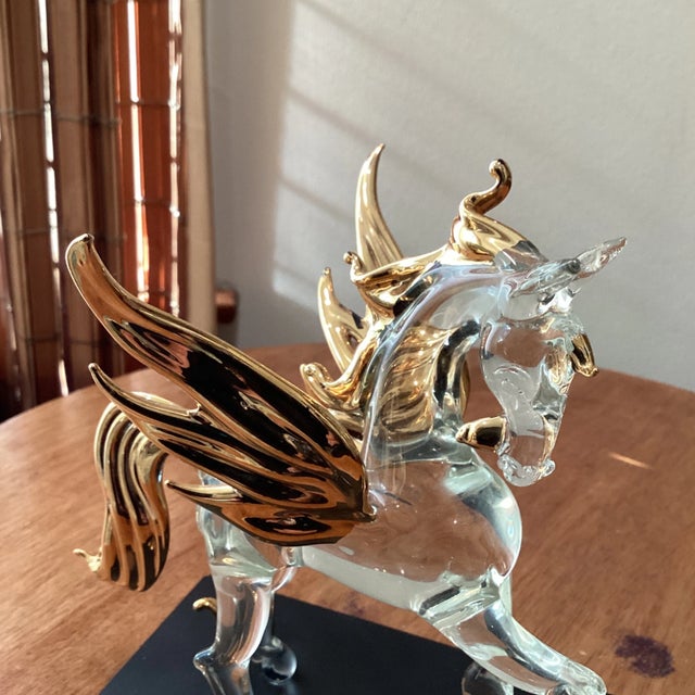 Late 20th Century Crystal and Gold Leafs With Base Murano Style Pegaso For Sale In Chicago - Image 6 of 13