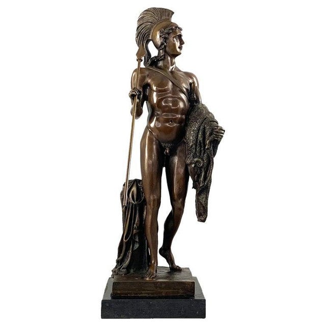 Metal 20th Century Bronze Figure of a Classical Greek Warrior For Sale - Image 7 of 7