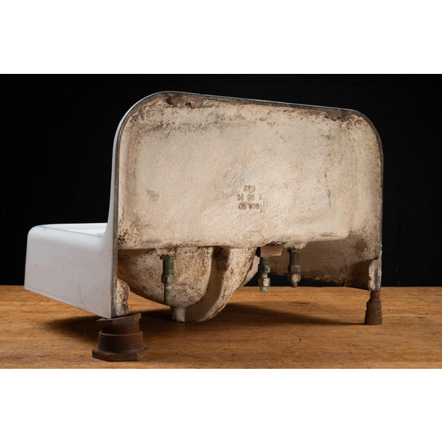 Industrial Early 20th Century Kohler Porcelain Enameled Cast Iron Three Tap Sink For Sale - Image 3 of 12