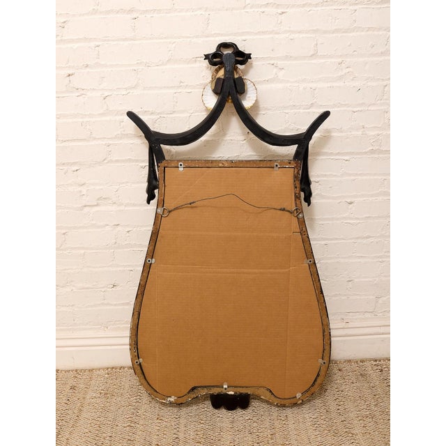 Vintage Hollywood Regency Black & Gold Gilt Wall Mirror For Sale - Image 11 of 12