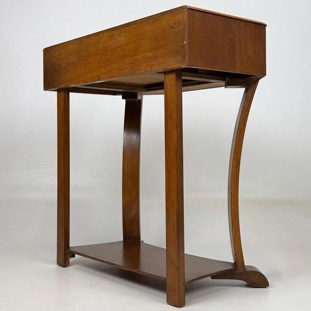 Brown Antique English Golden Oak Side Table, 1900s For Sale - Image 8 of 13