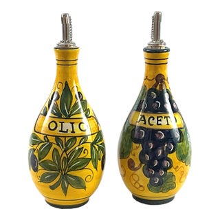 1970s Italian – Ceramic Art Pottery, Oil and Vinegar, Cruet Set For Sale