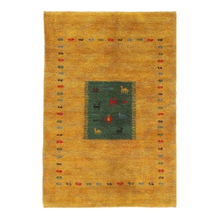 Pasargad DC Gold Hand Knotted Gabbeh Rug For Sale
