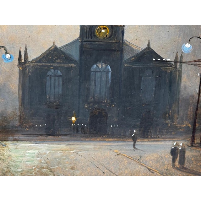 Wood Walter Linsley Meegan (1859–1944) Trinity Church, Liverpool by Night Victorian Oil Painting Circa 1890 For Sale - Image 7 of 15