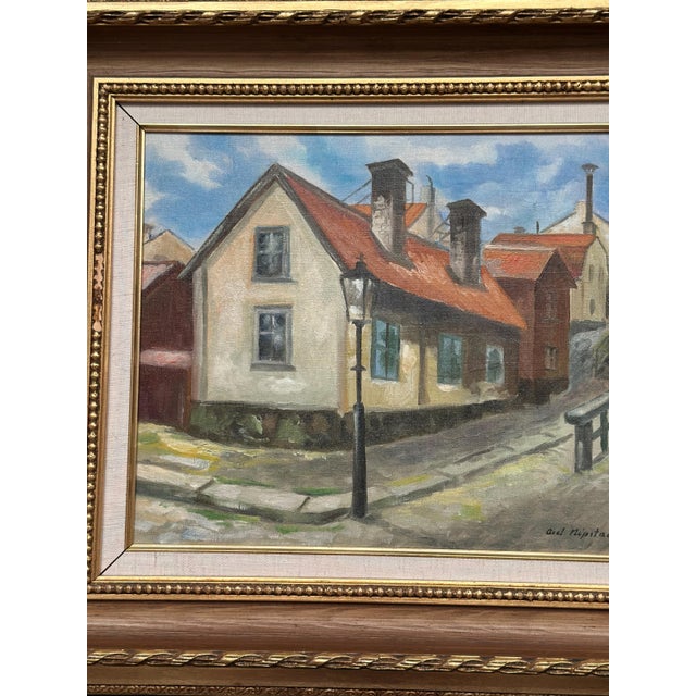 Mid-Century Modern Axel Nipsted, Town, 1960s, Oil on Canvas, Framed For Sale - Image 3 of 10
