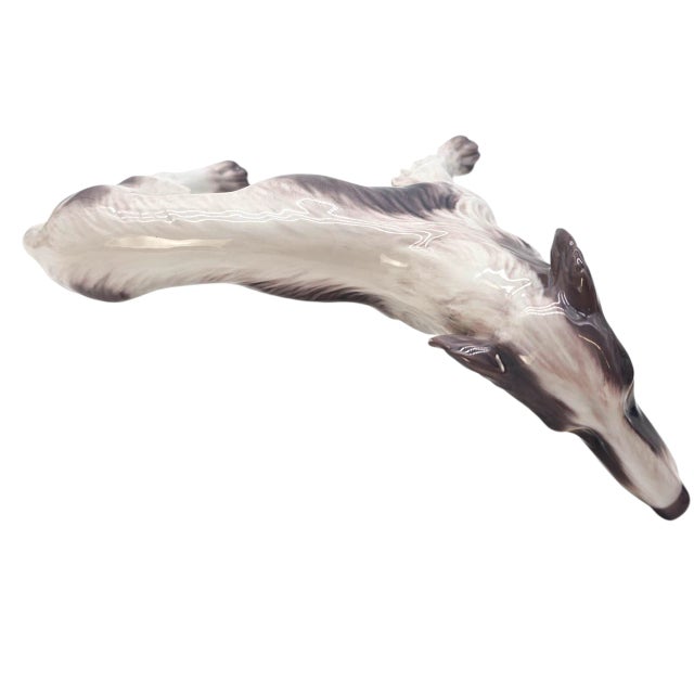 Ceramic Mid-20th Century Dahl Jensen Danish Porcelain Borzoi Russian Wolfhound Dog Figurine Model 1137 9.5" For Sale - Image 7 of 9