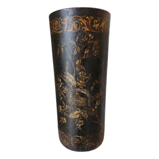 19th C. Chinoiserie Leather Umbrella Stand For Sale