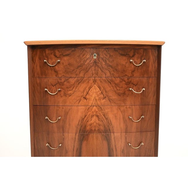 Vintage Danish Walnut and Brass Chest of Drawers, 1960s For Sale - Image 11 of 13