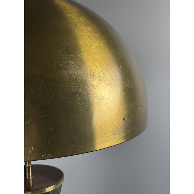 Metal Mid-Century Modern Mosaic and Brass Table Lamp with Gold Mushroom Metal Dome Shade, 1960s For Sale - Image 7 of 18