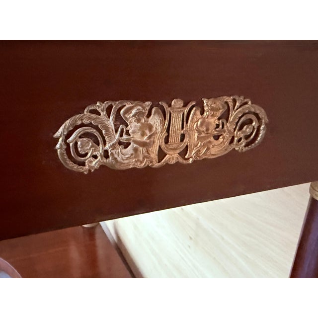 Wood Antique French Empire Fruitwood Console Table with drawer, Early 20th Century For Sale - Image 7 of 18