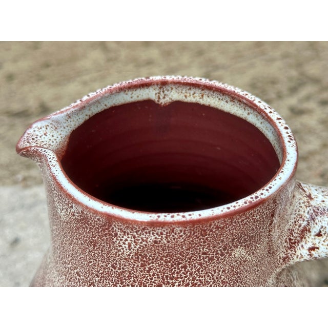Studio Pottery Jug in Reddish-Brown with White Foam Glaze from Töpferhof Römhild, Germany, 1960s For Sale - Image 4 of 15