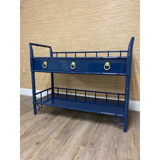 Vintage Thomasville Allegro Faux Bamboo Bar Cart Server | Chairish