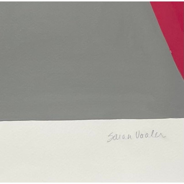 Sarah Vaaler Modernist Forest Green and Pink Abstract Acrylic Painting For Sale - Image 4 of 6