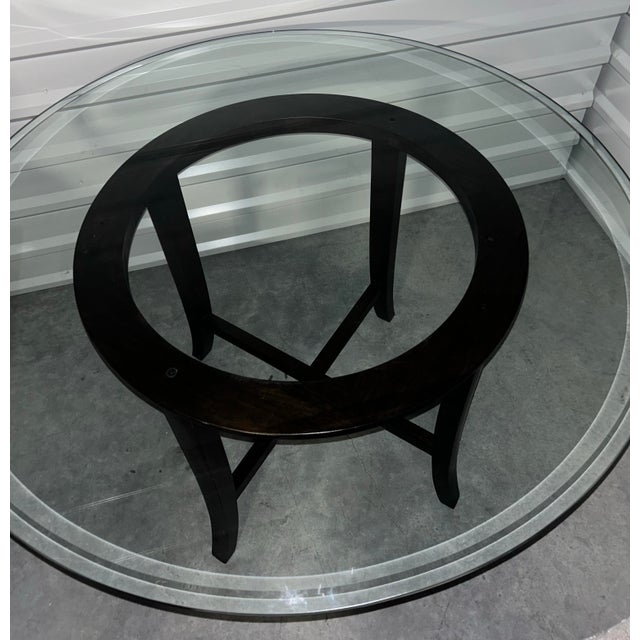 2010s Crate & Barrel 48” Halo Glass Dining Table For Sale - Image 5 of 7