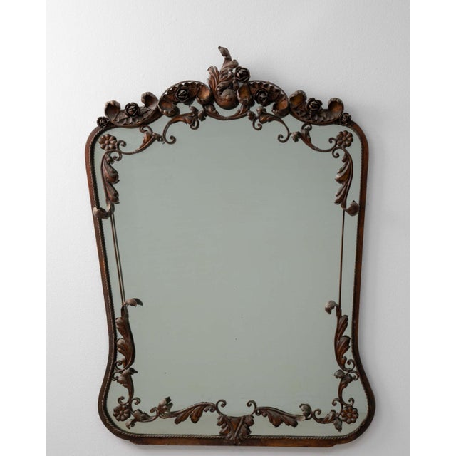 Mid 20th Century Italian Wrougt Iron Neo Baroque Mirror Italy Mid 20th Century For Sale - Image 5 of 11