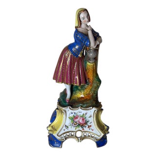 Mid 19th Century Napoléon III Style French Polychrome Porcelain Figurine by Porcelaine De Paris For Sale