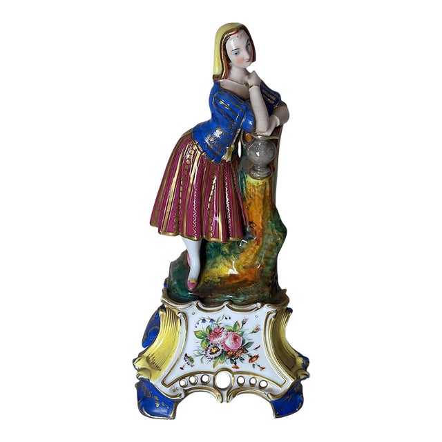 Mid 19th Century Napoléon III Style French Polychrome Porcelain Figurine by Porcelaine De Paris For Sale