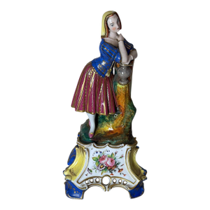 Mid 19th Century Napoléon III Style French Polychrome Porcelain Figurine by Porcelaine De Paris