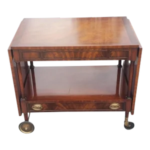 Weiman George III Style Swirl Mahogany Drop-Leaf Serving Cart, Circa 1960s
