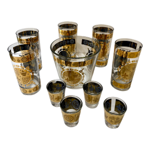 1960s Mid Century Modern Culver Glassware - Set of 10