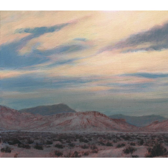 Contemporary Frontage Road by Mark Harrison | Oil on linen Landscape with desert and cloudy sky. For Sale - Image 3 of 3