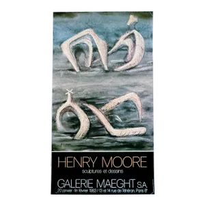 Henry Moore "Sculptures and Drawings" at Galerie Maeght, Paris, 1982 Lithograph Art Exhibit Poster