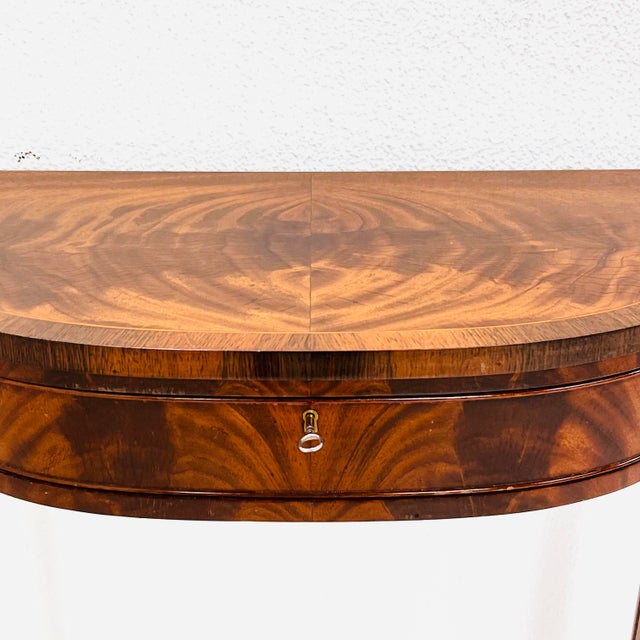 1990s 1990s Pair of Custom Federal Style Demi-Lune Console Tables For Sale - Image 5 of 14