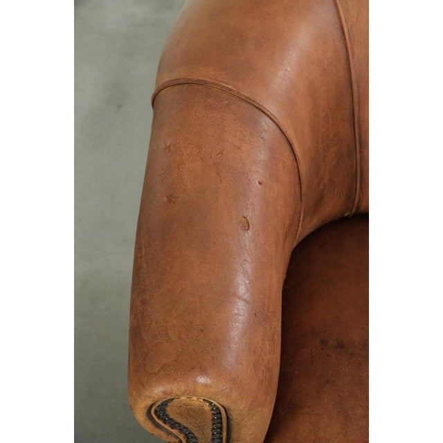 Vintage Sheepskin Club Armchair For Sale - Image 7 of 15