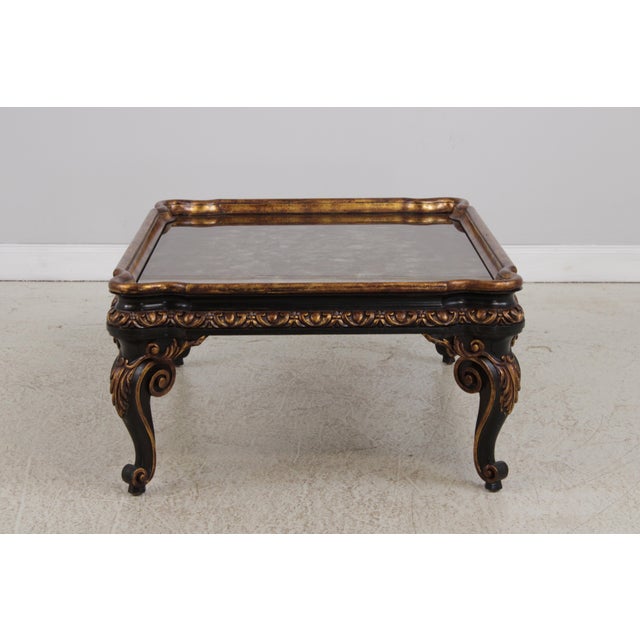 Queen Anne Vintage Large Eglomise Paint Decorated Coffee Table For Sale - Image 3 of 13