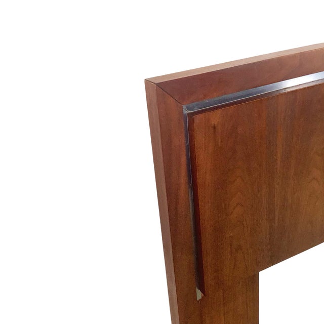 Mid-Century Modern Walnut Headboard With Chrome Inlay- Queen For Sale - Image 13 of 16
