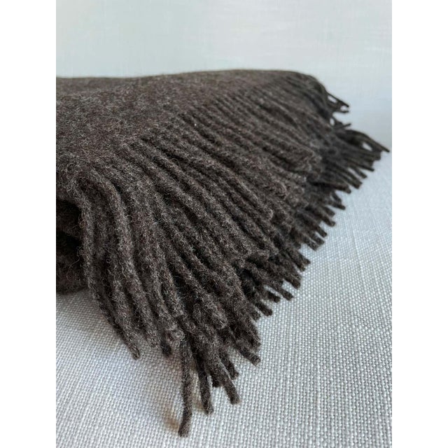 Alpaca Wool Throw With Fringe in Dark Coco For Sale - Image 4 of 7