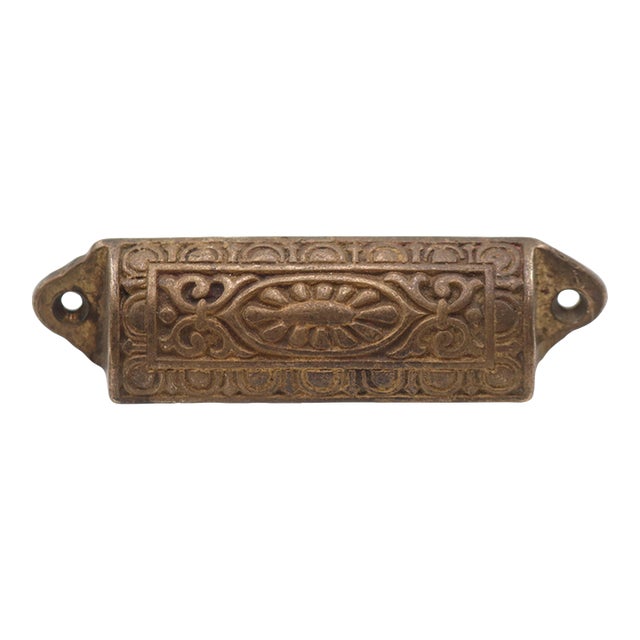 Antique Victorian 4 In. Bronze Drawer Bin Pull For Sale